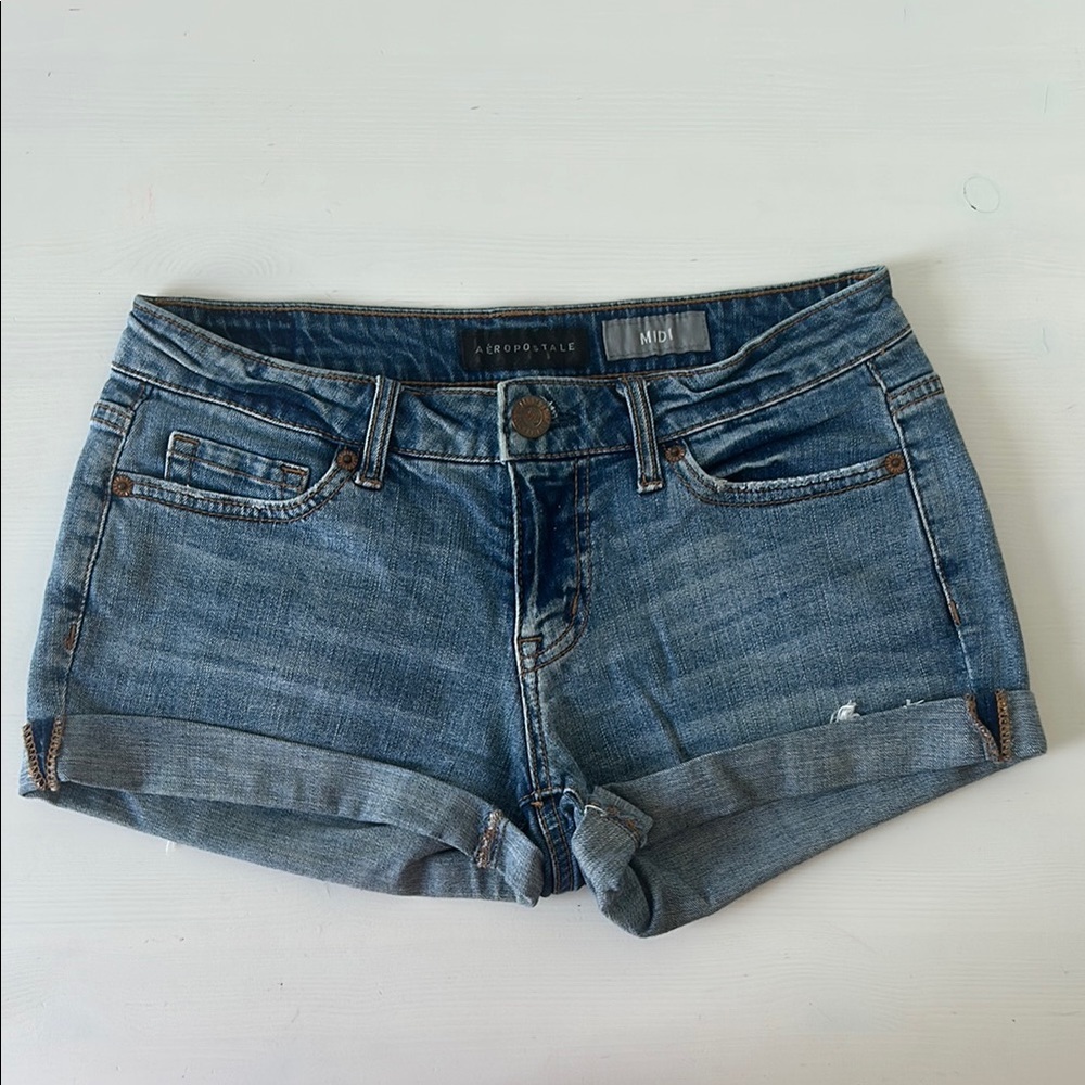 Aeropostale Women's Midi Blue Jean Shorts